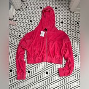 Nwt WSLY zip up hoodie sugar pink eco loop size large